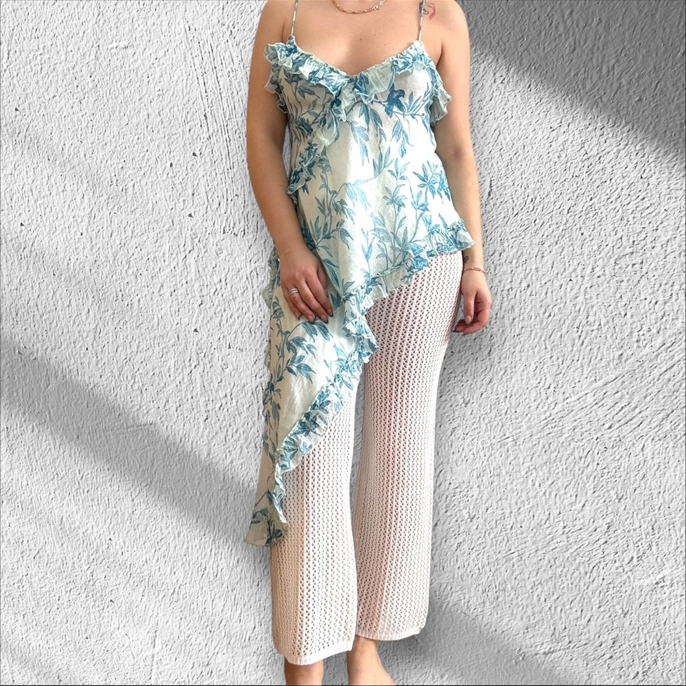 Free People X Intimately FP Vida Printed Asymmetric Hem Cotton Cami in Sky - Picture 8 of 8